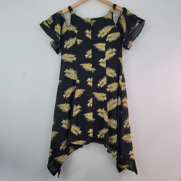 Disney Beauty and the Beast Dress Womens Sz M Black Chiffon Novelty Print Zipper - Picture 9 of 15